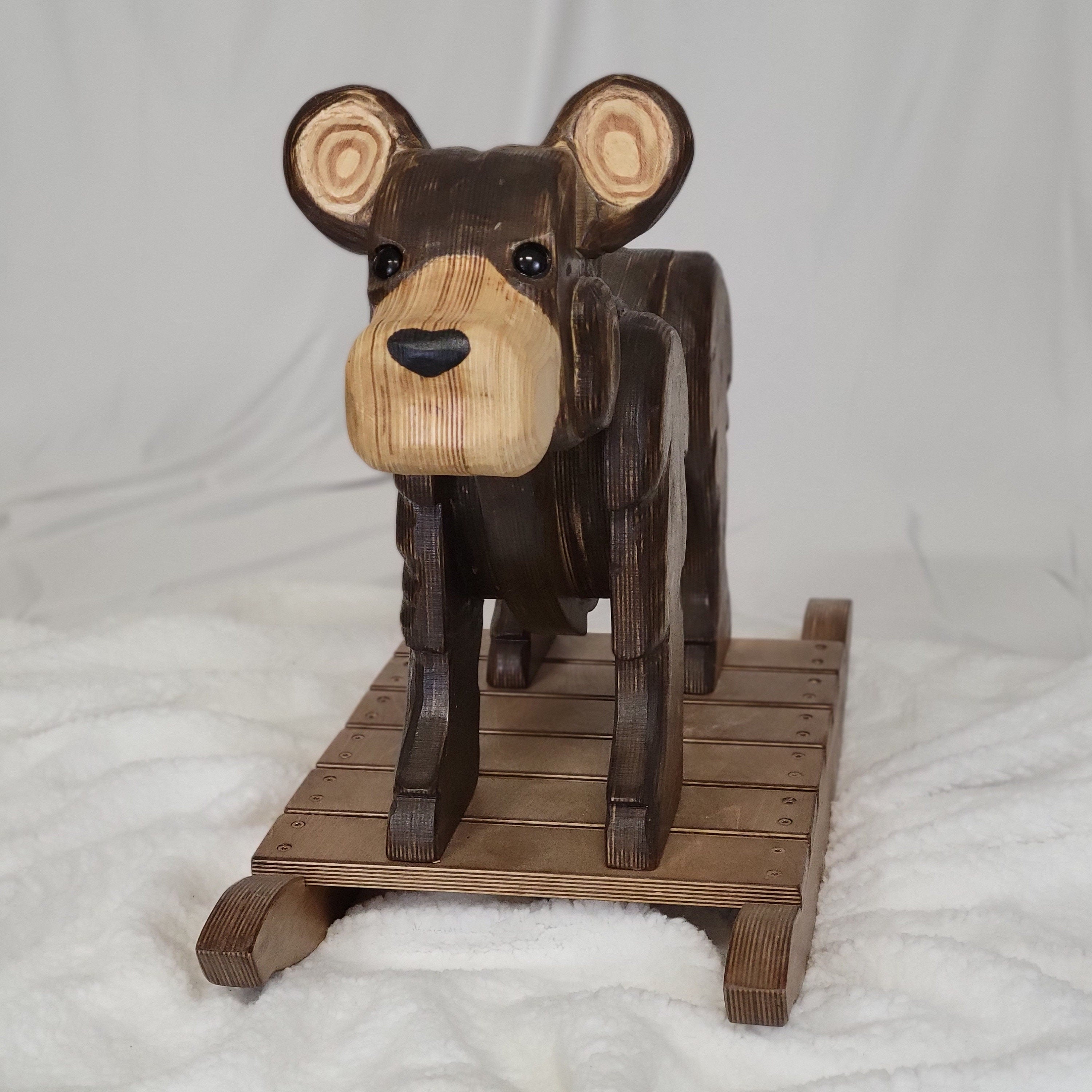 Carved Wooden Rocking Bear | Rocking Horse - Handcrafted in Montana