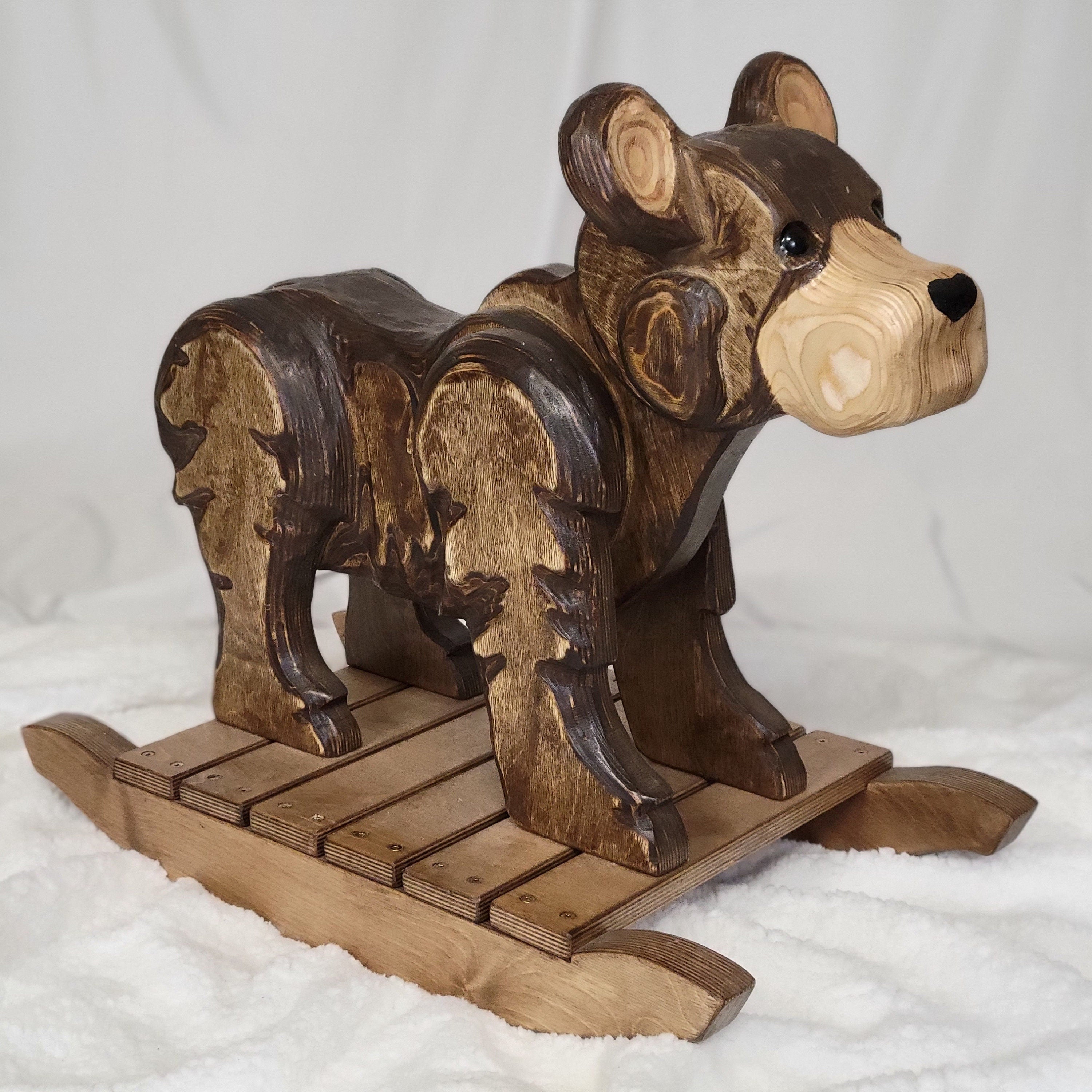 Carved Wooden Rocking Bear | Rocking Horse - Handcrafted in Montana