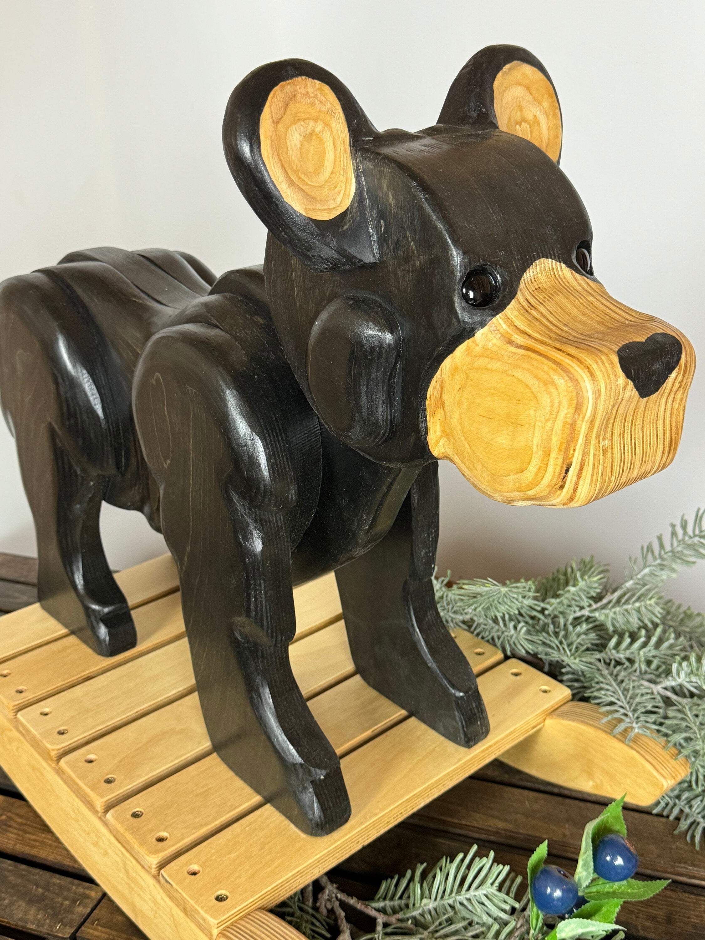 Carved Wooden Rocking Bear | Rocking Horse - Handcrafted in Montana
