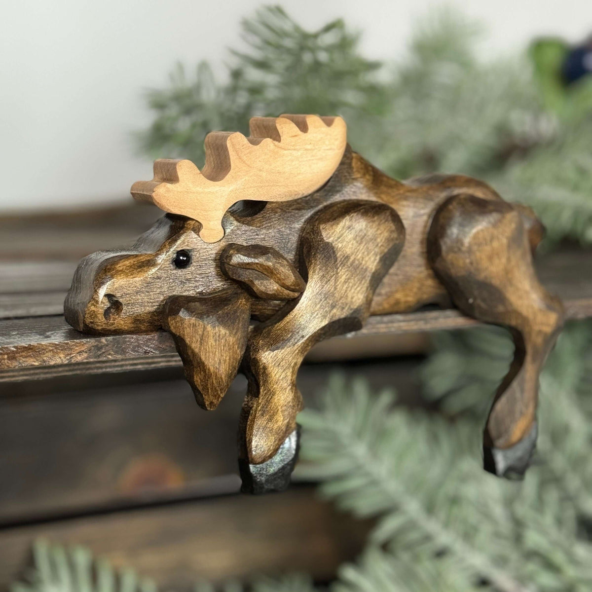 2 Moose Design Rustic Moose Shelf Sitter – Unique Lodge Accent Decor – MT Rustic Designs