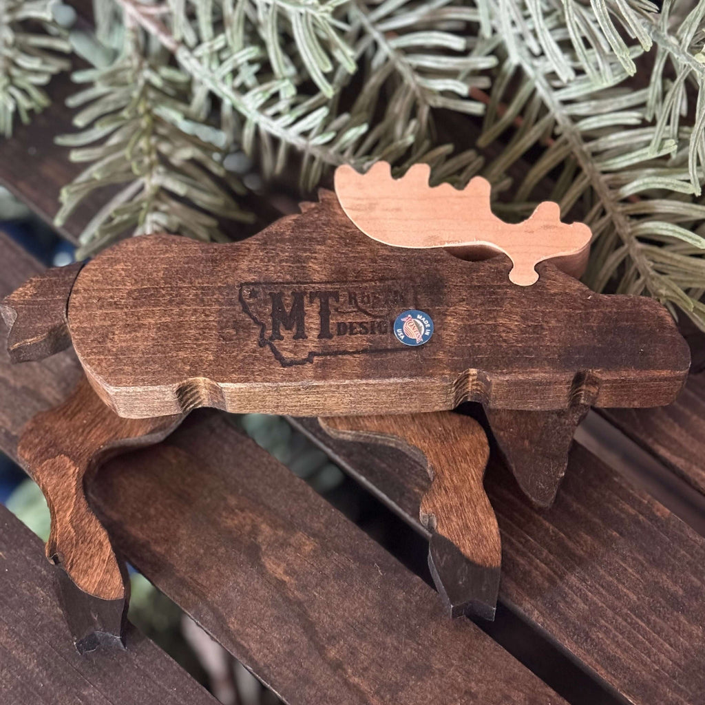 2 Moose Design Rustic Moose Shelf Sitter – Unique Lodge Accent Decor – MT Rustic Designs