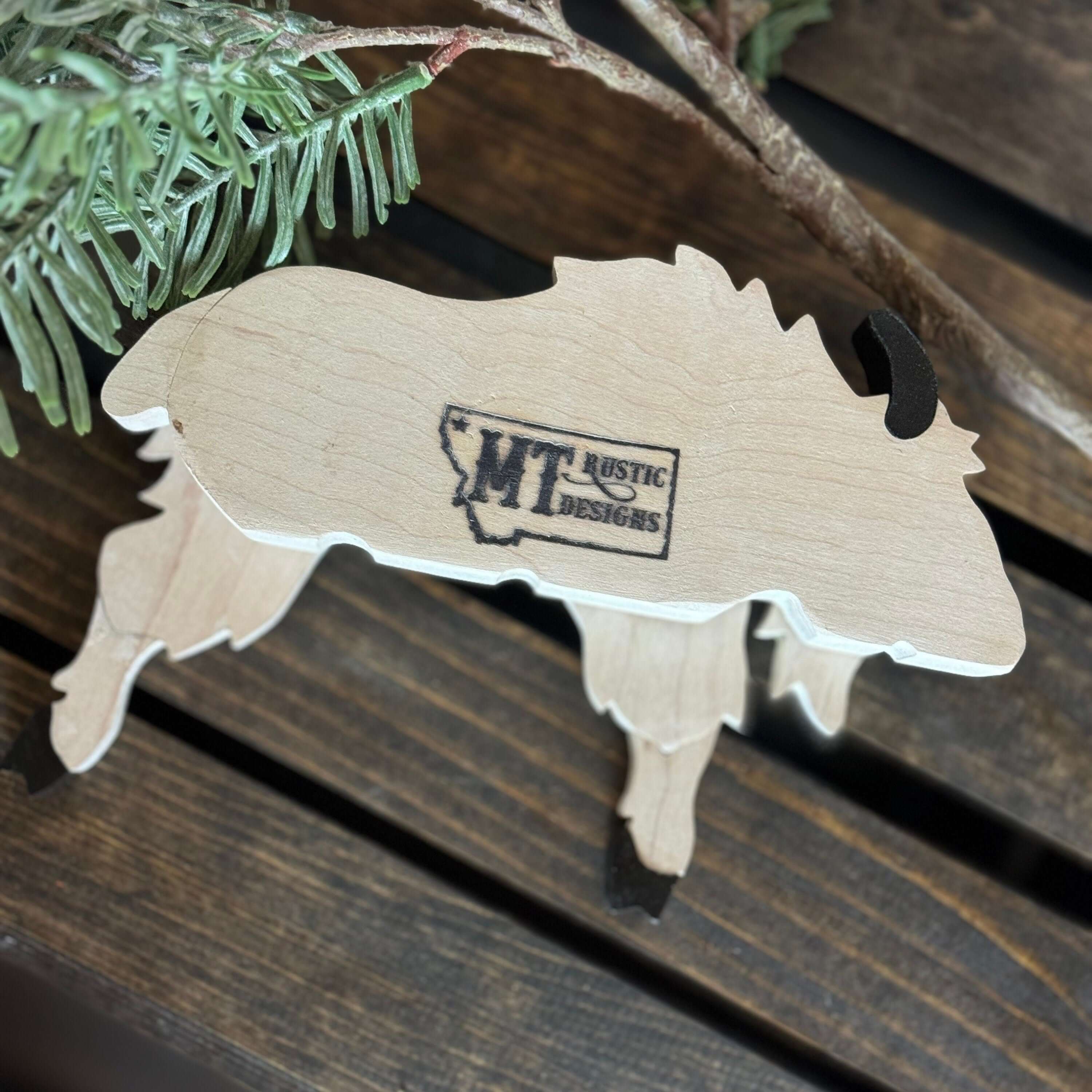 Handmade Wooden Mountain Goat Shelf Sitter | Rustic Cabin Decor