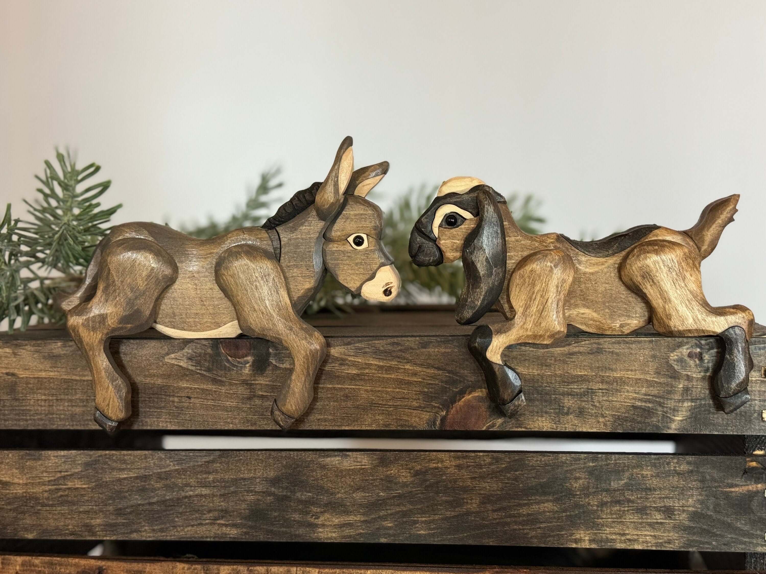 Handmade Wooden Nubian Goat Shelf Sitter | Rustic Farmhouse Goat Decor