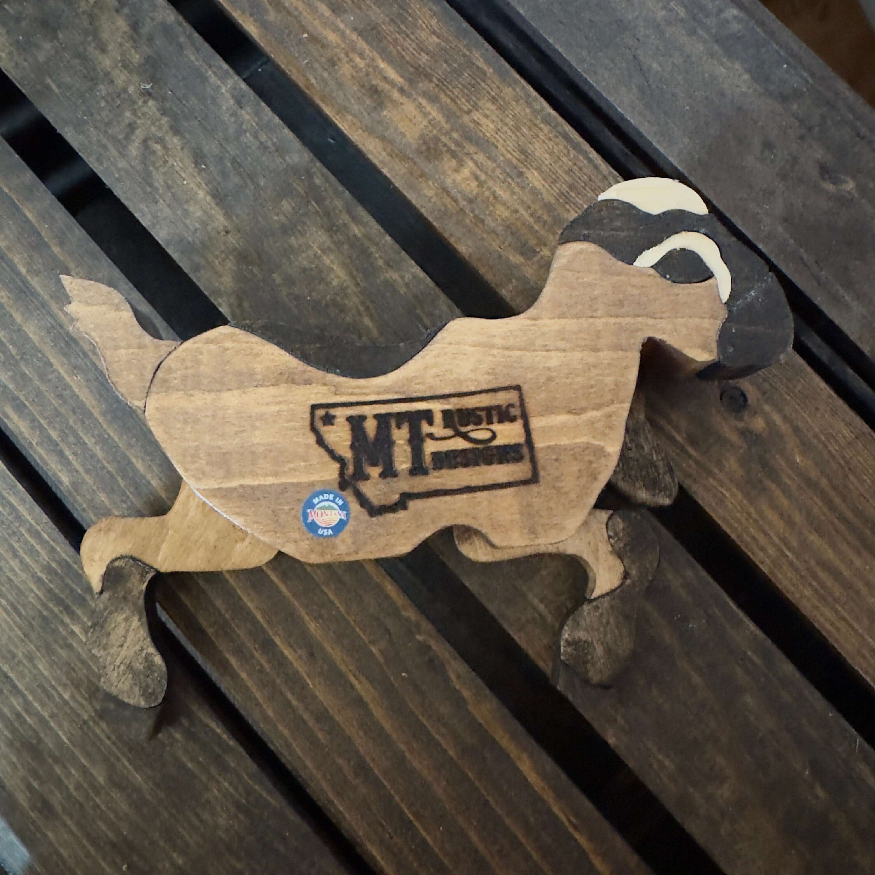 Handmade Wooden Nubian Goat Shelf Sitter | Rustic Farmhouse Goat Decor