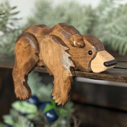 Handmade Wooden Bear Shelf Sitter – Montana Cabin Decor – Rustic Lodge Wildlife Shelf Decor – Gift for Nature Lover